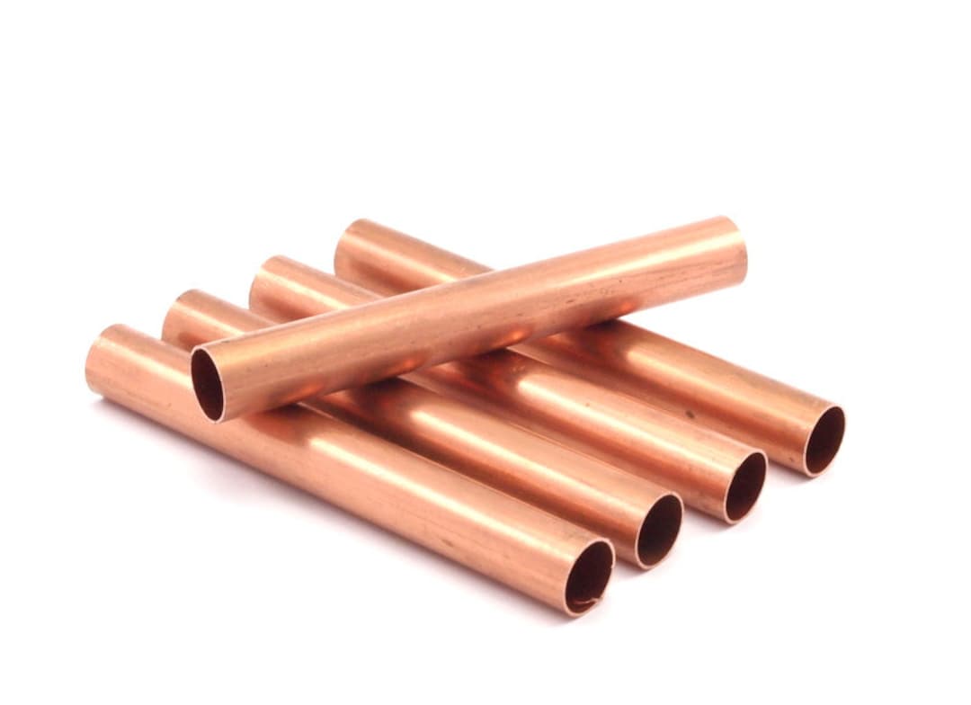 Copper Tube Beads - 5 Raw Copper Tube Beads (79x10mm) Hole Size