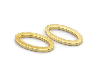 Gold Oval Verbinder, 6 vergoldete Messing Oval Verbinder, Charms, Beschläge (16x8x1,5mm) D1564