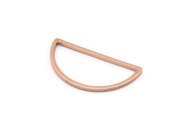 5 Brass Rose Gold Plated Semi Circle Connectors Rose Gold Half Moon 15x30x1.2mm Bs 1173 Q039