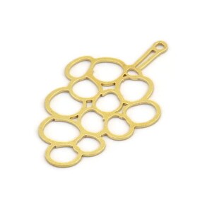 Brass Fruit Charm, 12 Raw Brass Grape Shaped Charms With 1 Loop, Findings (38x23x0.60mm) A5193