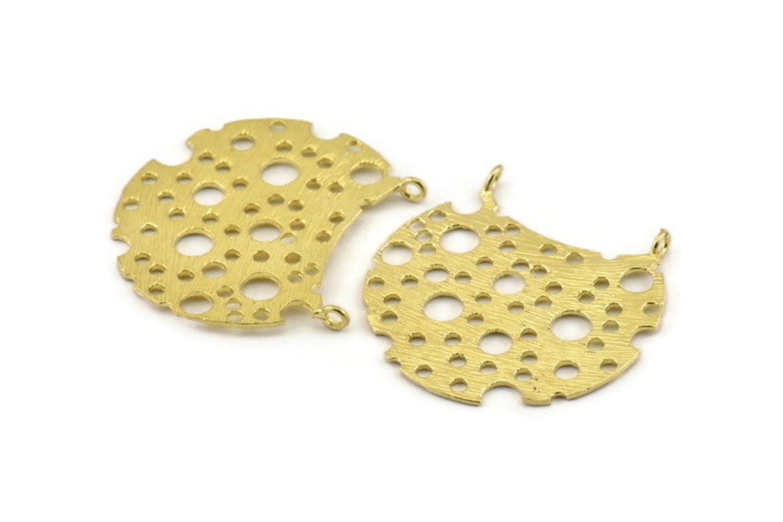 Brass Sponge Pendant Raw Brass Sponge Charms With 2 Loops Etsy