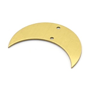 Halbmond Anhänger, 10 Rohmessing Monde Anhänger mit 2 Löchern (35x12x0.80 mm) Moon20