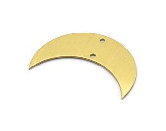 Crescent Moon Pendant, 10 Raw Brass Moons Pendants With 2 Holes (35x12x0.80mm) Moon20