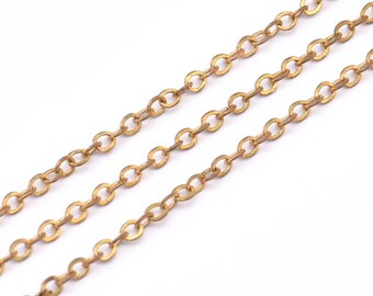 Brass Chain, Solder Chain, Link Chain, 95 M - (1.5x2mm) Raw Brass Soldered Chain - ( Z001 - R )