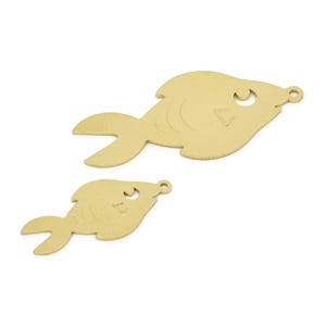 Brass Fish Charm, Raw Brass Fish Charms With 1 Loop, Findings (21/31x0.60mm) SMP2202
