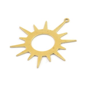 Brass Sun Charm, Raw Brass Sun Charms, Brass Earring Charms, Brass Charms for Jewelry Making (33x32x0.60mm) SMP1373