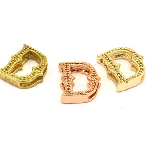 Pingentes de 3 letras, 3 alfabetos de letras de latão, opções de acabamento em ouro rosa e ouro, letras maiúsculas, pingente inicial de letra para colares personalizados