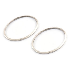 Silver Oval Connector, 12 Antique Silver Plated Brass Oval Connectors, Charms, Findings (28x21x1mm) A1706 H0949