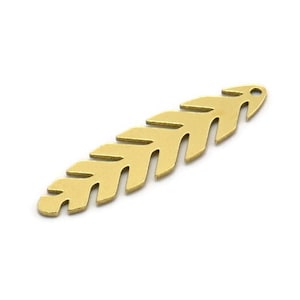 Brass Leaf Charm, 24 Raw Brass Branch Charms With 1 Hole, Charm Pendants (30x7.5x0.60mm) SMP0644