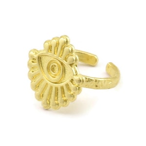 Brass Eye Ring, Raw Brass Eye Rings, Adjustable Rings, Evil Eye Rings - N2516