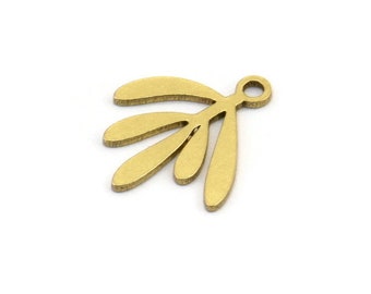 Brass Leaf Charm, 50 Raw Brass Leaf Charms With 1 Loop, Findings (14x13x0.60mm) A3891