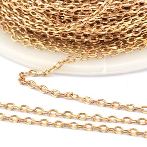 Brass Link Chain, 5m-10m-20m-50m-90m Raw Brass Soldered Chain (1.5x2.3mm) Z176
