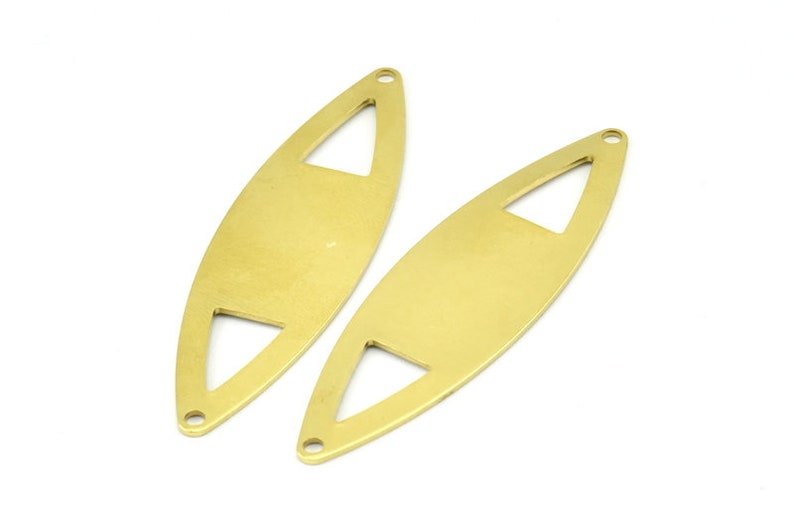 B0283 Brass Marquise Charm 55x16x0.80mm 10 Raw Brass Marquise Shape Stamping Blank Charms With 2 Holes Earrings Findings
