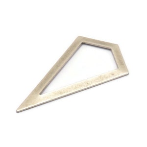 Antique Silver Triangle Pendant, 2 Antique Silver Plated Brass Triangle Pendants, Charms, Earrings (54x28.5x0.8mm) U150 H0569