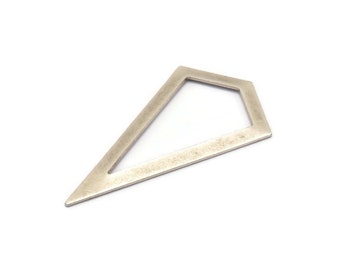 Antique Silver Triangle Pendant, 2 Antique Silver Plated Brass Triangle Pendants, Charms, Earrings (54x28.5x0.8mm) U150 H0569