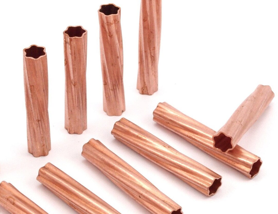 Copper Tube Beads 12 Raw Copper Star Tube Beads 6x30mm D0481 Etsy