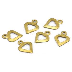 100 Raw Brass Heart Charms, Findings (11x8 Mm) Brs 557 A0530