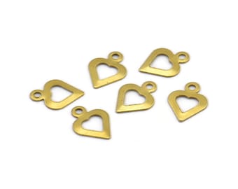 100 Raw Brass Heart Charms, Findings (11x8 Mm) Brs 557 A0530