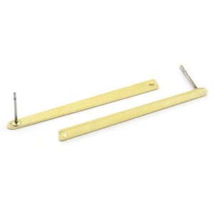 Brass Rectangle Earring, 12 Raw Brass Stick Stud Earrings With 1 Hole (40x3x2.5x0.8mm) M03352 A2873