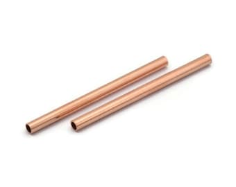 Copper Tube Beads - 12 Raw Copper Tubes (4x60mm) D0476