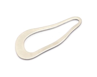 Breloque irrégulière argentée, 4 breloques irrégulières en laiton plaqué argent antique sans trou, Apprêts (51 x 21 x 1 mm) D0679 H0838