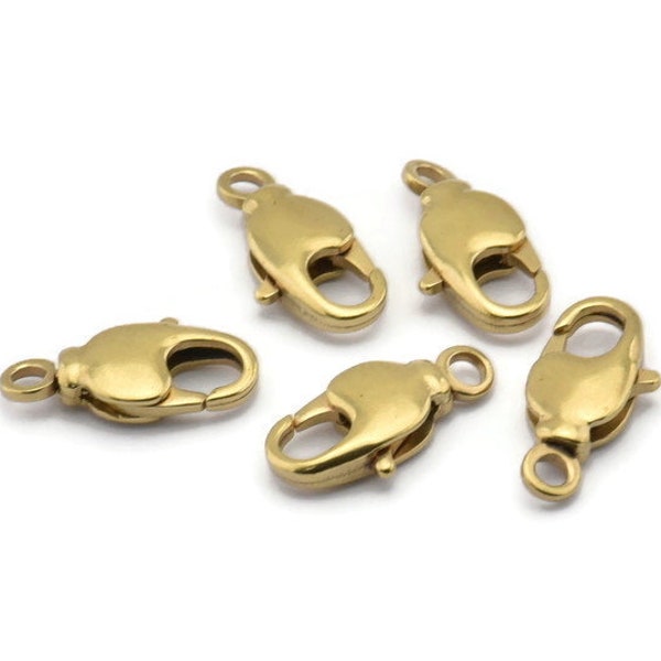 Parrot Clasp Brass, 20 Raw Brass Swivel Lobster Claw Clasps (15x6mm) Bs-1222--n0594