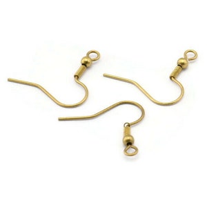 Brass Earring Hook, 100 Raw Brass Ear Wires, Earring Findings 18mm Bs 1361 image 2