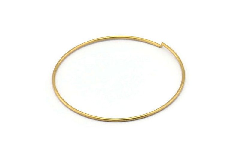 Brass Wire Hoop 12 Raw Brass Wire Hoops 50x1.2mm Bs 1232 image 1