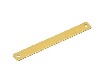 Brass Rectangle Bar, 10 Raw Brass Bracelet Blanks With 2 Holes (9x80x0.80mm) D0188