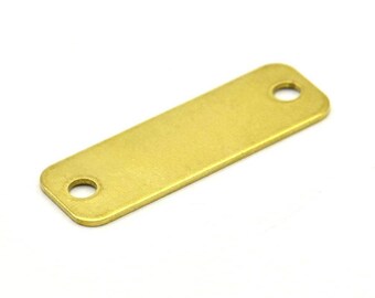 Brass Rectangle Connector, 10 Raw Huge Brass Rectangle Stamping Blank Geometric Findings With 2 Holes (30x10X0.40mm) A0343
