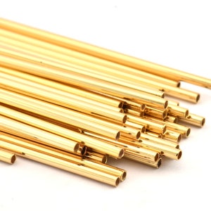 2mm Gold Himmeli Tubes, 10 Gold Plated Brass Himmeli Diy Tube Beads, For Air Plants , Geometric Shapes Customize Size