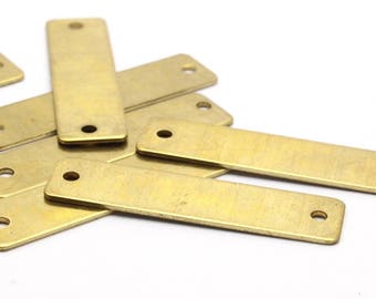 Brass Bracelet Blank, 10 Raw Brass Rectangle Stamping Blanks (10x40x0.80mm) D0230