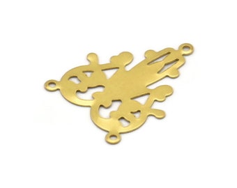 Fornitura para pendientes de araña, 20 fornituras para pendientes de araña de latón crudo con 3 presillas (30 x 33 mm) Brs 475-1 A0626