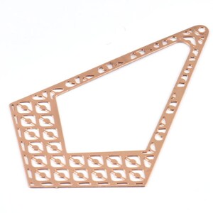 Rose Gold Earring Charm, 2 Rose Gold Plated Brass Diamond Earring Charms With 1 Hole Pendants, Findings (57x36mm) E470
