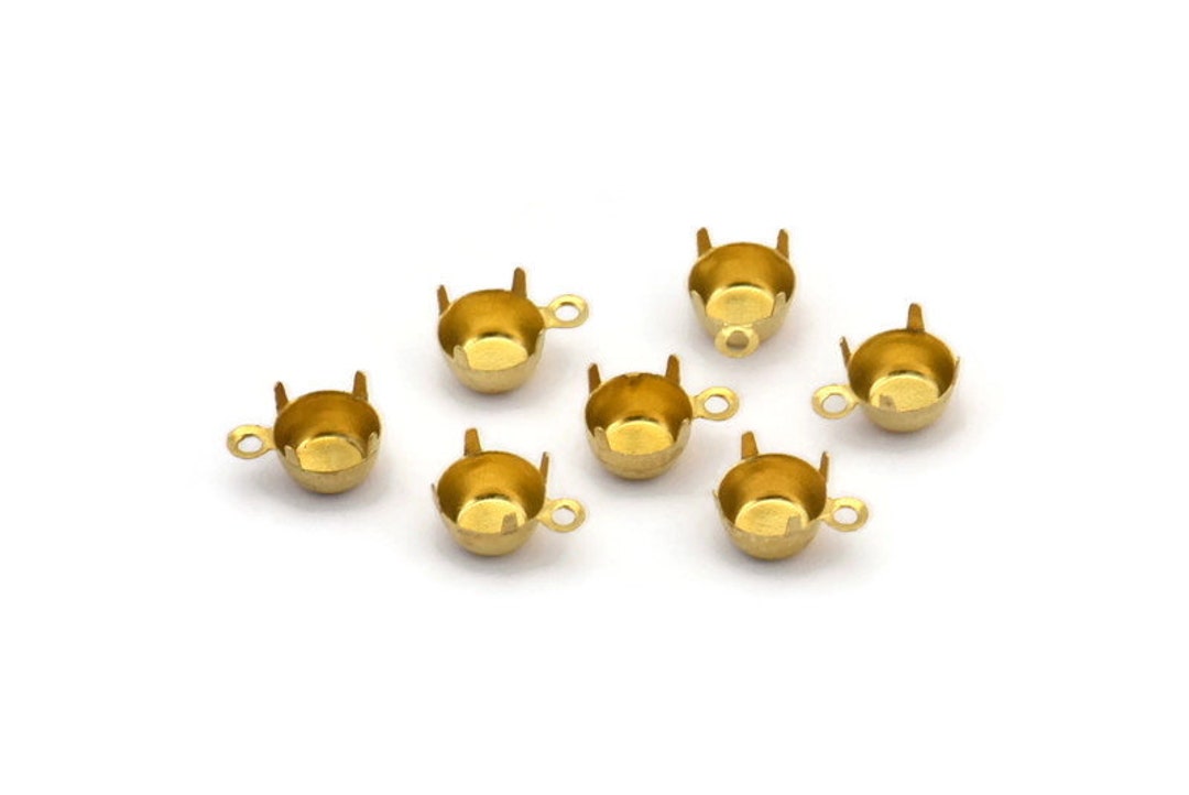 Round Prong Setting, 250 Raw Brass Round 1 Loop, 4 Prong