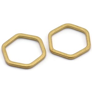 Brass Hexagon Connector, 12 Raw Brass Hexagon Connector Rings (22x2x2mm) D0135