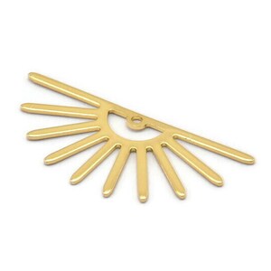 Gold Sun Charm, 4 Gold Plated Brass Sun Charms With 1 Hole (32x14x0.60mm) M02069
