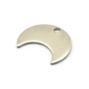 Steel Moon Charm, 50 Steel Moon Charms With 1 Hole (15x8x0.70mm) M02881