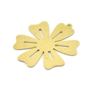 Brass Flower Charm, Raw Brass Dangle Pendants, Flower Earrings With 1 Loop (32x30x0.60mm) SMP1599
