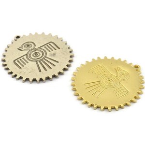 Mayan Pendant, Silver Mayan Charm, Brass Mayan Charm, Mayan Civilization Symbol, Mayan Charm, Aztec Pendant, Aztec Mayan (30x29x1.2mm) N1392