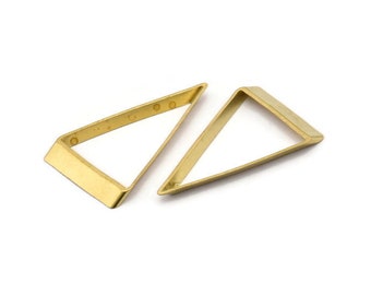 Cut Triangle Connector, 24 Raw Brass Triangle Thick Cut Connectors (17x30x0.45x2mm) D0222