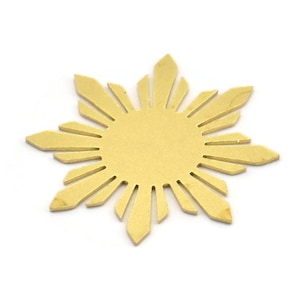 Brass Sun Blank, 6 Raw Brass Sun Shaped Blanks, Findings (28x26x0.60mm) A4347