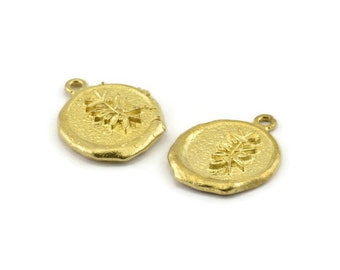 Brass Leaf Charm, 4 Raw Brass Leaf Charm Earrings With 1 Loop, Pendants, Findings (16x18mm) N0887