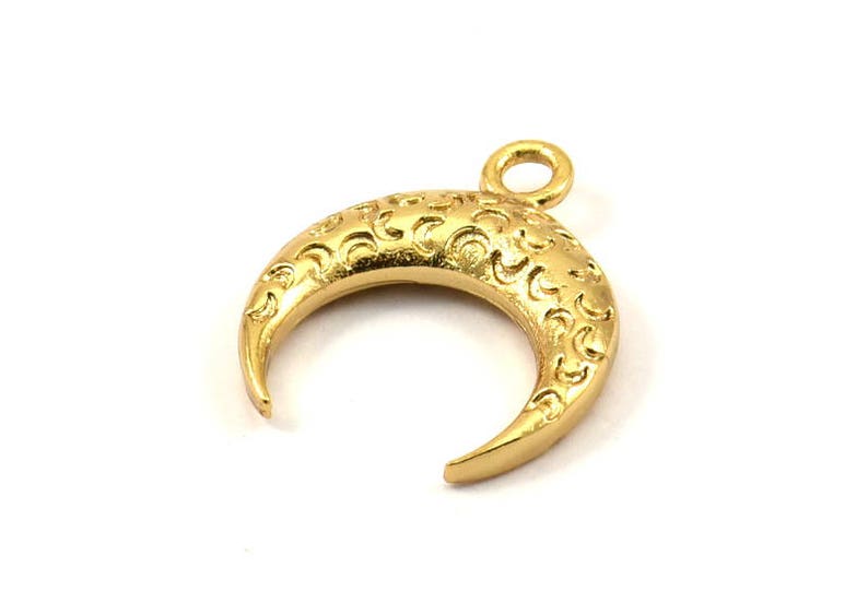 19x6x4mm Gold Moon Charm Pendant Jewelry Finding N272 Q199 2 Gold Plated Textured Horn Charms