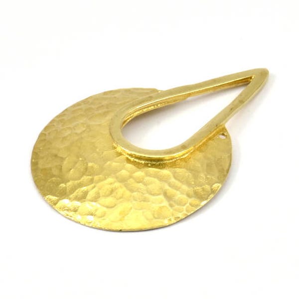 Brass Drop Pendant, 3 Raw Brass Hammered Drop Pendant With 2 Holes, Findings (41x28x0.6mm) U079