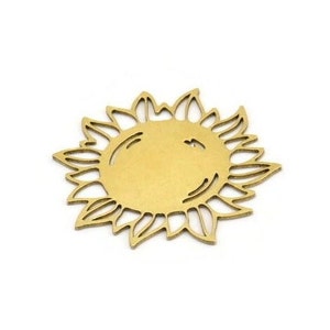 Brass Flower Charm, 8 Raw Brass Sunflower Charms, Earring Charms (31x29x0.60mm) A3614