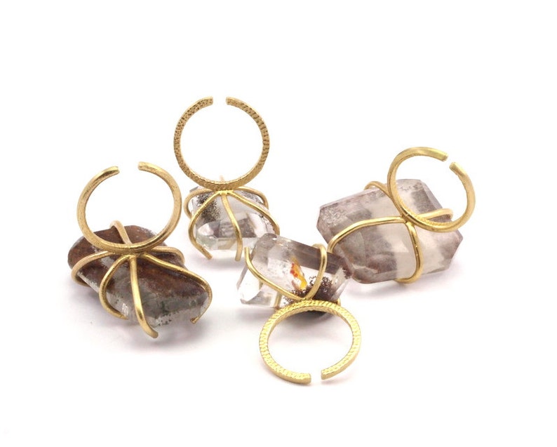 5 Raw Brass 4 Claw Ring Blanks for Natural Stones N119 Claw Ring Blank