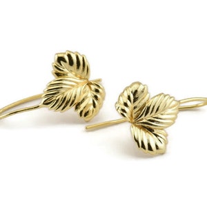 Gold Leaf Earring, 2 Gold Plated Brass Leaf Stud Earrings, Findings (19x16x0.80mm) N1230