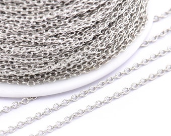 Silver Soldered Chain, Silver Tone Soldered Brass Chain (1.5x2mm) Mb 8-40