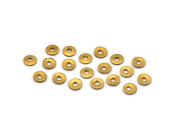 Round Brass Disk, 500 Raw Brass Round Discs, Middle Hole Connectors, Bead Caps, Findings (3mm) A0436
